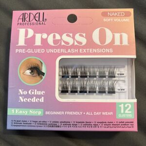 ARDELL Press-On Pre-Glued Under Lash Extensions Wispies Natural 1 Box 12 Cluster